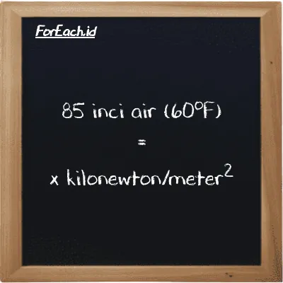 Contoh konversi inci air (60<sup>o</sup>F) ke kilonewton/meter<sup>2</sup> (inH20 ke kN/m<sup>2</sup>)